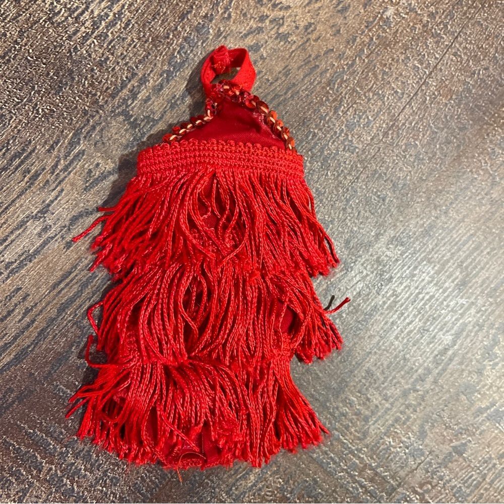 Barbie Doll Red Halter Backless Tassel Dress Handmade